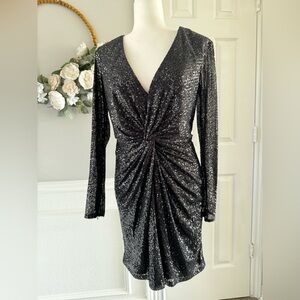 Ieena for Mac Duggal Black Sequin Dress
